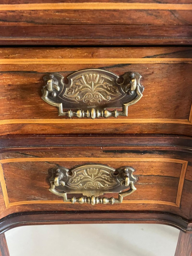 Fine Quality Antique Victorian Freestanding Maple & Co. Inlaid Writing Desk - Image 16